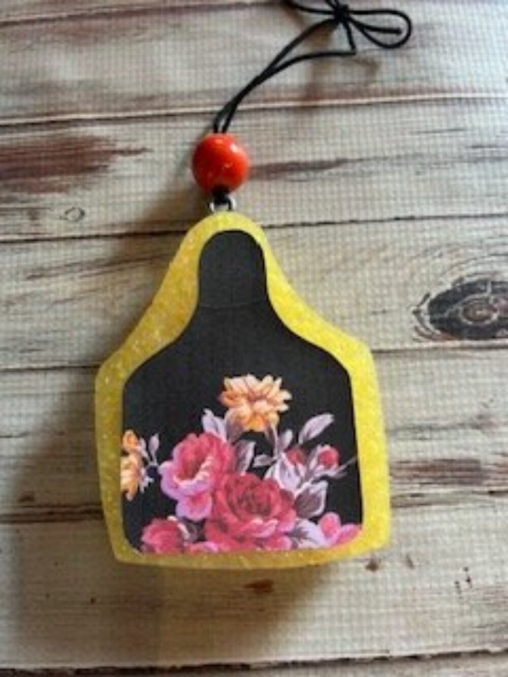 Floral Cow Tag Car Freshie